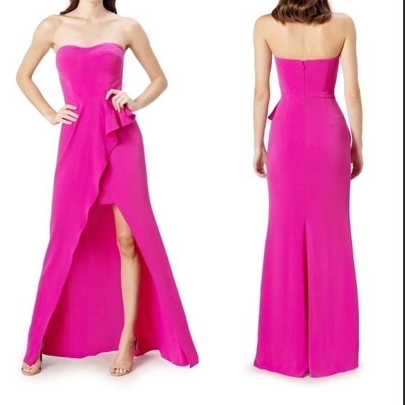NWOT Dress the Population Kai Strapless Slit Gown Evening  Fuchsia sz S - Picture 1 of 5